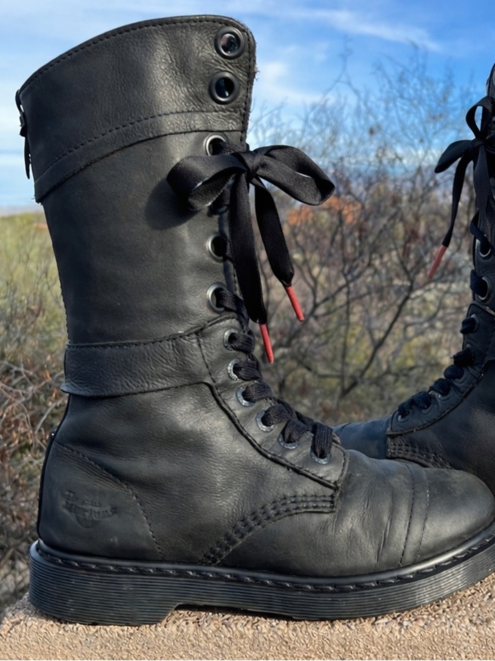 RARE Dr Martens Triumph 12107 Women US 8 EUR 39 grey black Moto Rolldown ribbon - Picture 11 of 11